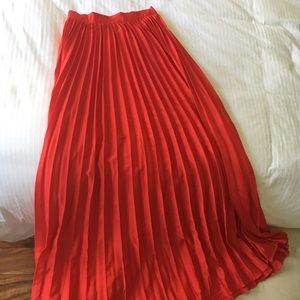 Red Pleated Skirt